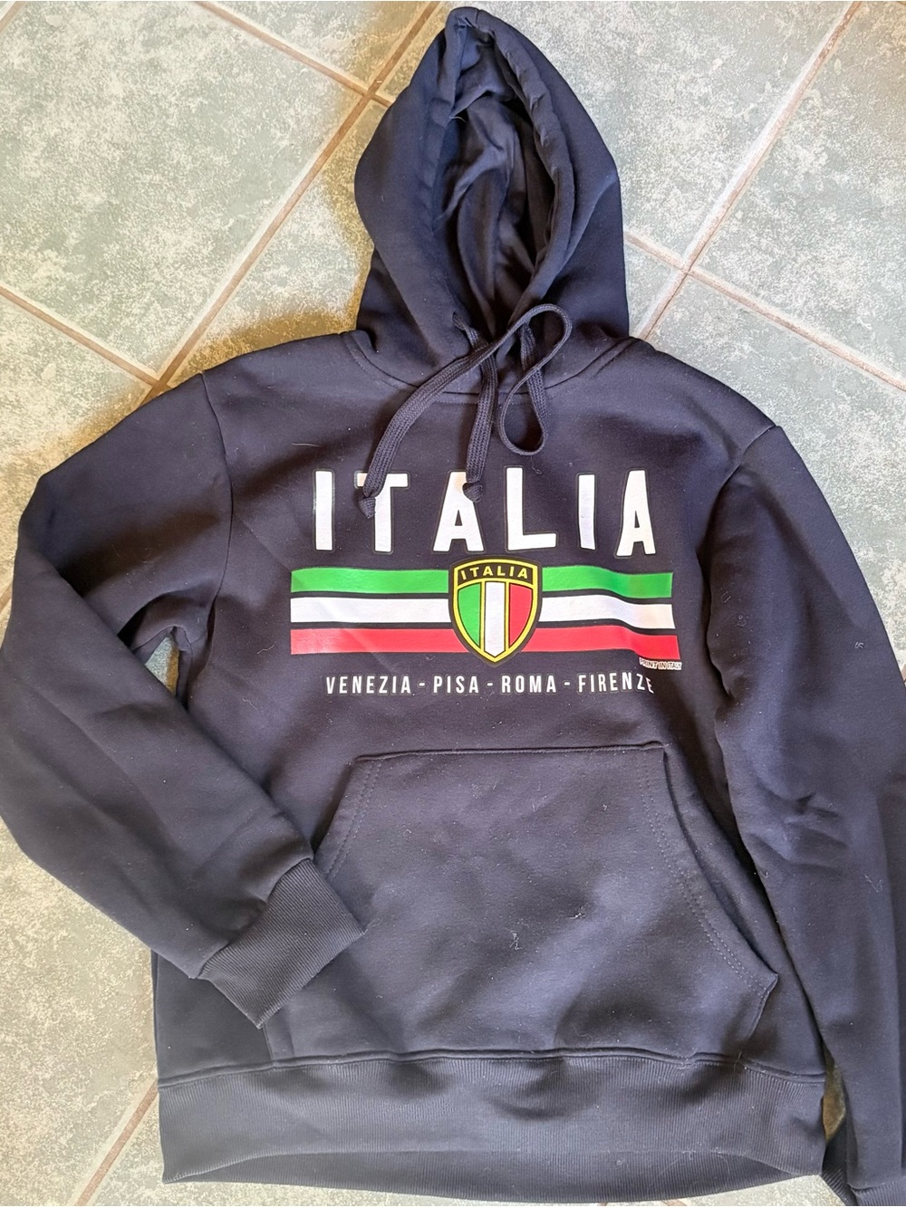 h.i.p. Black Italia Graphic Hooded Sweatshirt with Tricolor Shield